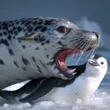 leopard seal vs penguin in sea