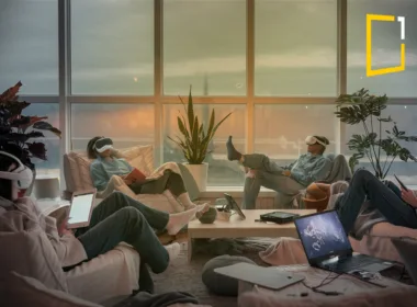 indoor family with tech gadgets