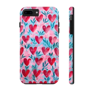 Watercolor Red Hearts Phone Case, Colorfull Hearts Pattern, Cute Heart Girl Gift,  Sweet girl phone case, Elegant Chic iPhone, Samsung cases