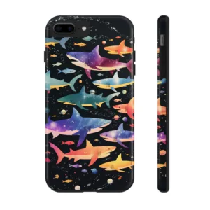 Whimsical Cosmic Sharks Phone Case, Playful Space Adventure  Shark Phone Cover, Whale Shark gift, All iPhone & Samsung Case, Colorfull Shark