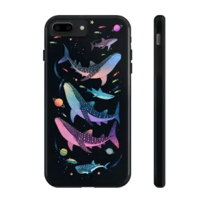 Whimsical Cosmic Whale Sharks Phone Case, Playful Space Adventure Shark Phone Cover, Whale Shark gift, Fish iPhone Samsung Whale shark lover