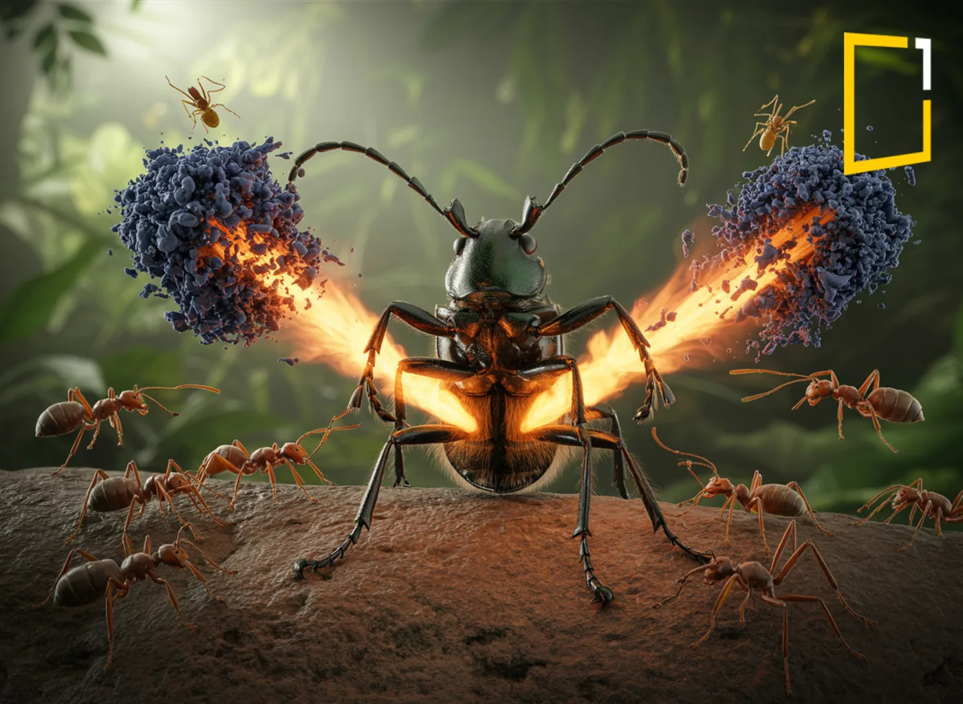 Bombardier beetle spray vs ant